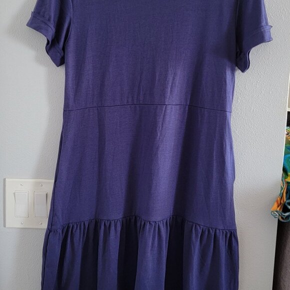 NWT Blue Berryou Short Sleeve Pocket Ruffle Swing Casual Shift Dress Size Small - Picture 13 of 16